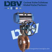 Pneumatic with Manual Metal Seated Flanged Butterfly Valve